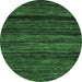 Round Machine Washable Abstract Emerald Green Modern Area Rugs, wshabs5446emgrn