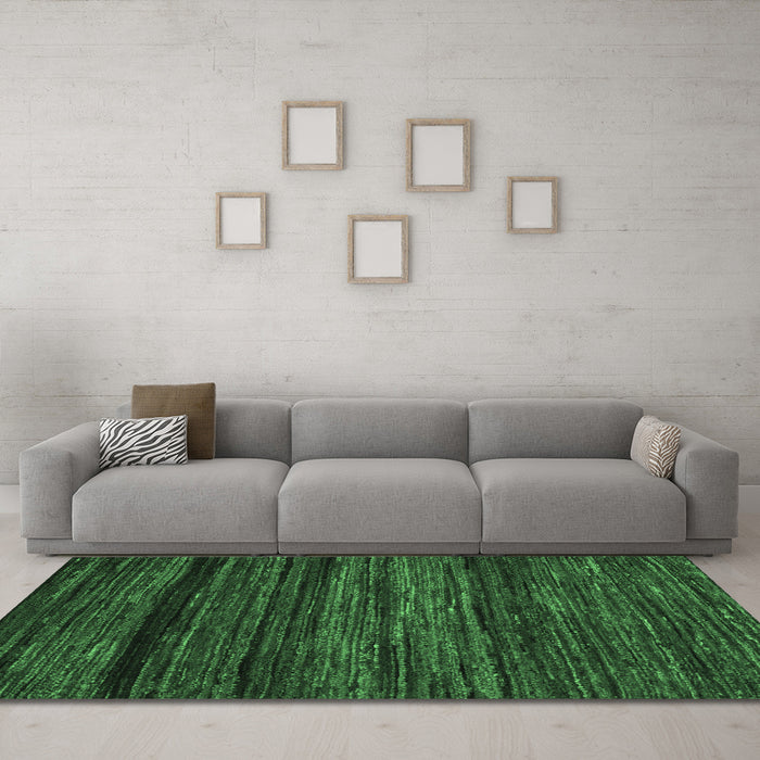 Machine Washable Abstract Emerald Green Modern Area Rugs in a Living Room,, wshabs5446emgrn