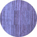 Round Abstract Blue Modern Rug, abs5447blu