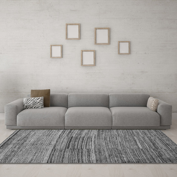 Machine Washable Abstract Gray Modern Rug in a Living Room,, wshabs5447gry