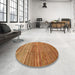 Round Abstract Orange Modern Rug in a Office, abs5447