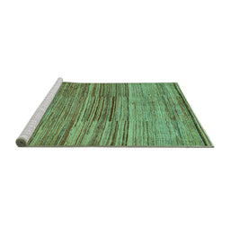 Sideview of Machine Washable Abstract Turquoise Modern Area Rugs, wshabs5447turq