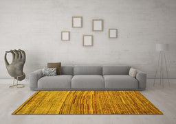Machine Washable Abstract Yellow Modern Rug in a Living Room, wshabs5447yw