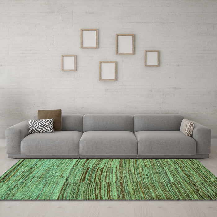 Machine Washable Abstract Turquoise Modern Area Rugs in a Living Room,, wshabs5447turq