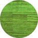 Round Abstract Green Modern Rug, abs5447grn