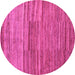 Round Machine Washable Abstract Pink Modern Rug, wshabs5447pnk