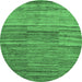 Round Abstract Emerald Green Modern Rug, abs5447emgrn