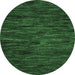 Round Abstract Emerald Green Modern Rug, abs5448emgrn