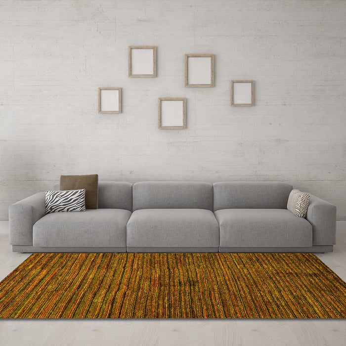 Machine Washable Abstract Yellow Modern Rug in a Living Room, wshabs5449yw