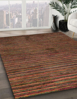Abstract Saffron Red Modern Rug in Family Room, abs5449