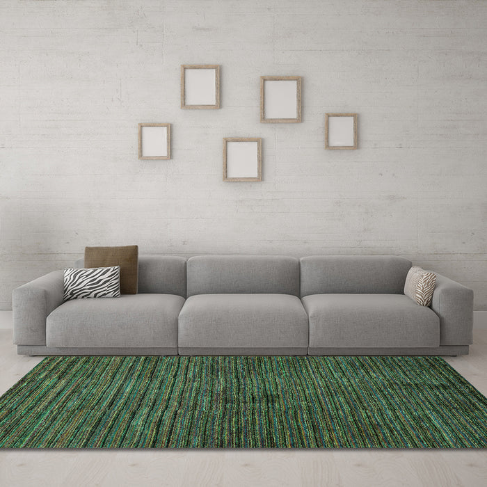 Machine Washable Abstract Turquoise Modern Area Rugs in a Living Room,, wshabs5449turq