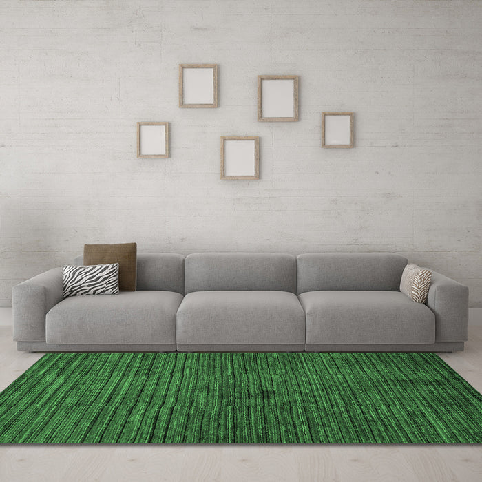 Machine Washable Abstract Emerald Green Modern Area Rugs in a Living Room,, wshabs5449emgrn
