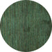 Round Abstract Turquoise Modern Rug, abs5449turq