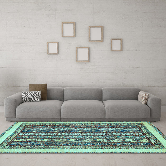 Machine Washable Abstract Light Blue Modern Rug in a Living Room, wshabs544lblu