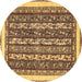 Round Abstract Brown Modern Rug, abs544brn