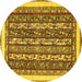 Round Abstract Yellow Modern Rug, abs544yw