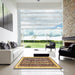 Square Abstract Red Brown Modern Rug in a Living Room, abs544