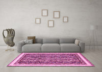 Machine Washable Abstract Pink Modern Rug, wshabs544pnk