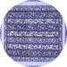 Round Abstract Blue Modern Rug, abs544blu