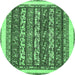 Round Abstract Emerald Green Modern Rug, abs544emgrn