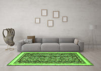 Machine Washable Abstract Green Modern Rug, wshabs544grn