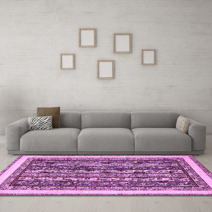 Machine Washable Abstract Purple Modern Area Rugs in a Living Room, wshabs544pur