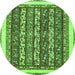 Round Machine Washable Abstract Green Modern Area Rugs, wshabs544grn