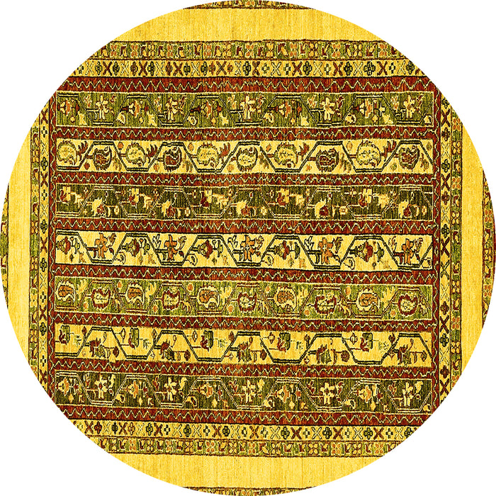 Round Machine Washable Abstract Yellow Modern Rug, wshabs544yw