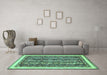 Machine Washable Abstract Turquoise Modern Area Rugs in a Living Room,, wshabs544turq