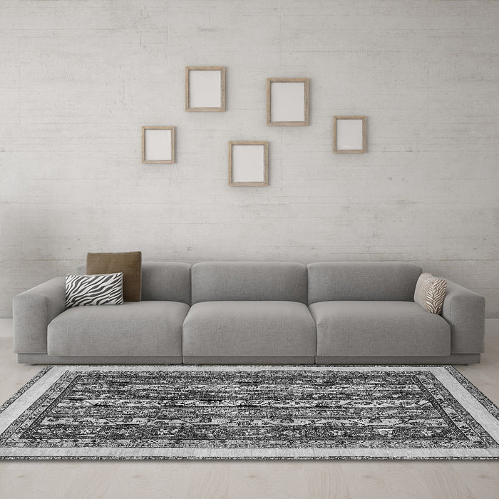 Machine Washable Abstract Gray Modern Rug in a Living Room,, wshabs544gry