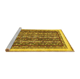 Sideview of Machine Washable Abstract Yellow Modern Rug, wshabs544yw