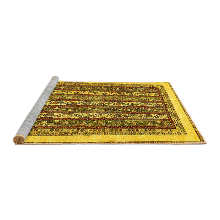 Sideview of Machine Washable Abstract Yellow Modern Rug, wshabs544yw