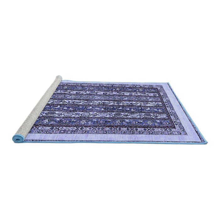 Sideview of Machine Washable Abstract Blue Modern Rug, wshabs544blu