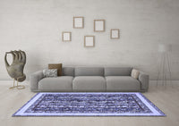 Machine Washable Abstract Blue Modern Rug, wshabs544blu