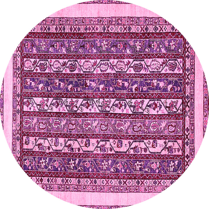 Round Abstract Pink Modern Rug, abs544pnk