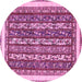 Round Machine Washable Abstract Pink Modern Rug, wshabs544pnk