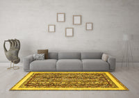 Machine Washable Abstract Yellow Modern Rug, wshabs544yw