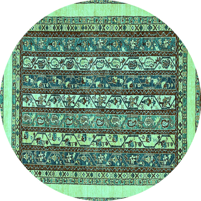 Round Machine Washable Abstract Turquoise Modern Area Rugs, wshabs544turq