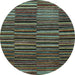 Round Machine Washable Abstract Light Blue Modern Rug, wshabs5450lblu