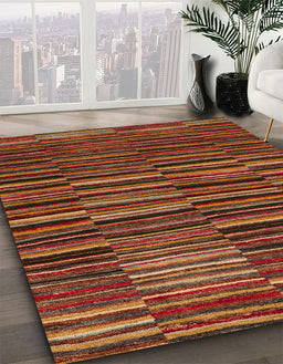 Abstract Saffron Red Modern Rug in Family Room, abs5450