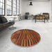 Round Machine Washable Abstract Saffron Red Rug in a Office, wshabs5450