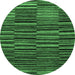 Round Abstract Emerald Green Modern Rug, abs5450emgrn