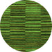 Round Machine Washable Abstract Green Modern Area Rugs, wshabs5450grn