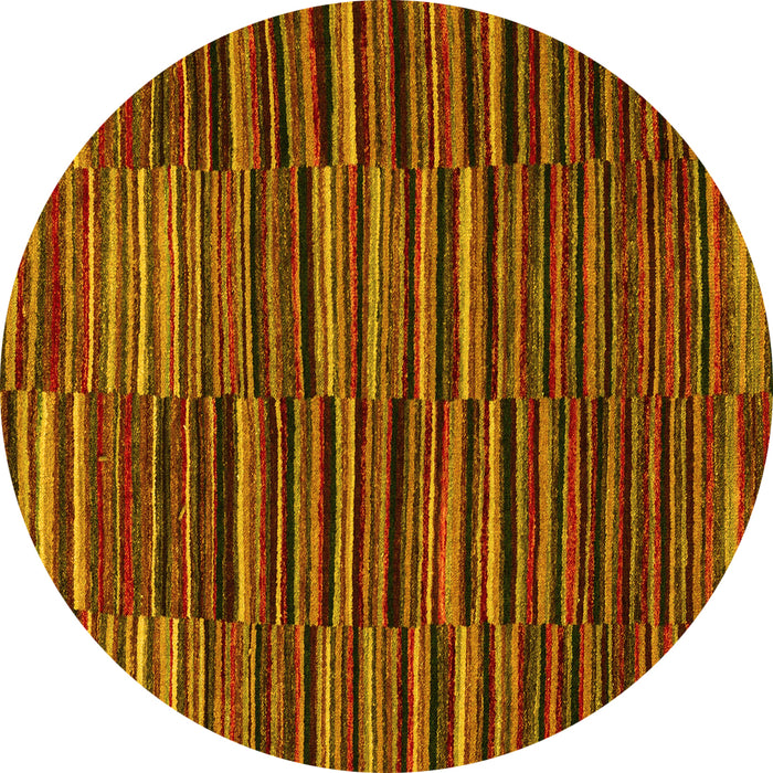 Round Abstract Yellow Modern Rug, abs5450yw