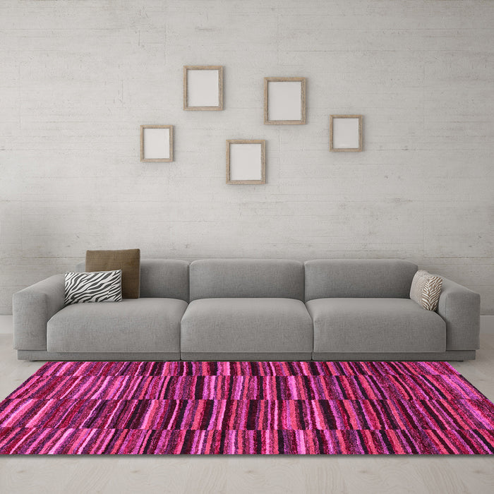 Machine Washable Abstract Pink Modern Rug in a Living Room, wshabs5450pnk