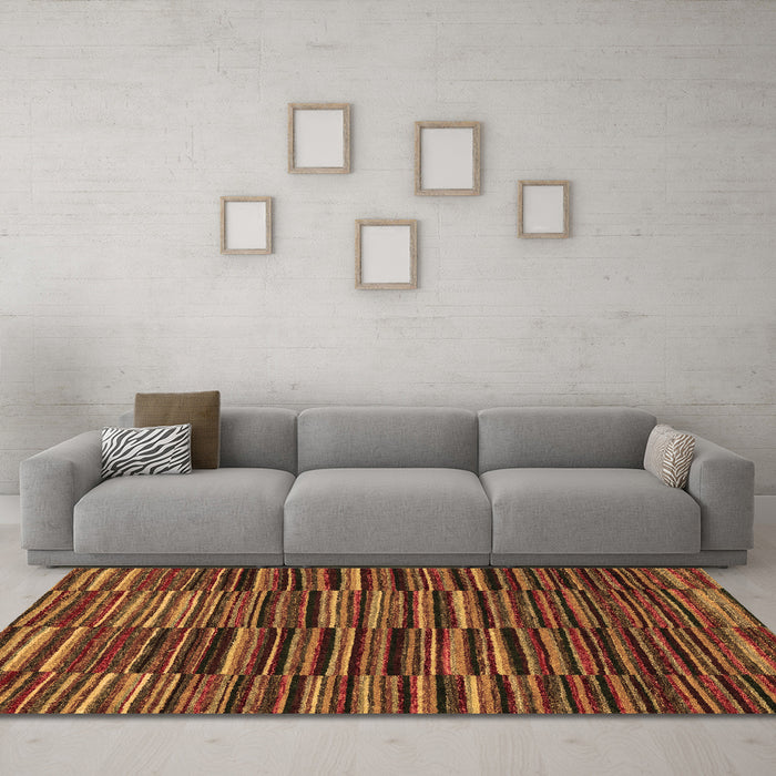 Machine Washable Abstract Brown Modern Rug in a Living Room,, wshabs5450brn
