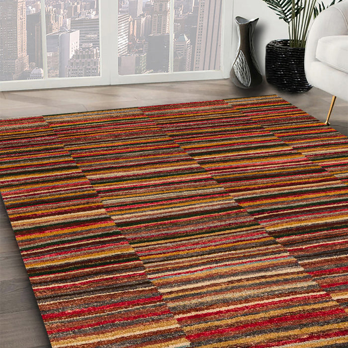 Machine Washable Abstract Saffron Red Rug in a Family Room, wshabs5450