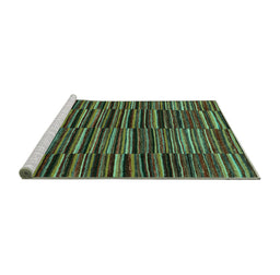 Sideview of Machine Washable Abstract Turquoise Modern Area Rugs, wshabs5450turq
