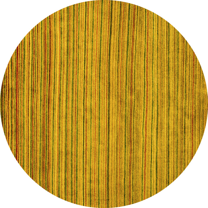 Round Abstract Yellow Modern Rug, abs5451yw