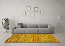 Machine Washable Abstract Yellow Modern Rug in a Living Room, wshabs5451yw